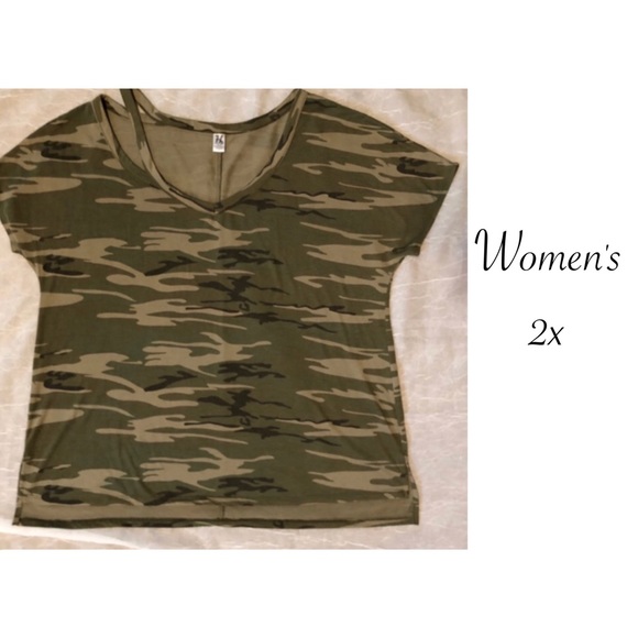 Tops - Women's 2x Plus Size Camo Print Shirt Cute Top